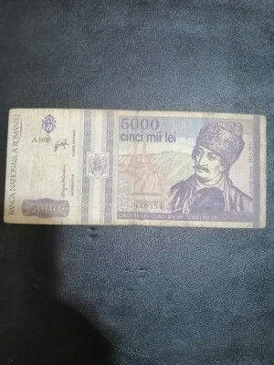 Bancnota CINCI MII LEI - 5.000 Lei - Mai 1993, circulata, uzata foto
