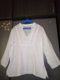 Bluza de vara tunica boho vintage Indiska brodata broderie alba cu paiete si dantela de dama femei fete XL India