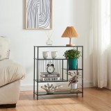 Consola hol Beesel 65,5x60x20cm otel negru cu rafturi [en.casa] HausGarden Leisure, [en.casa]