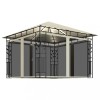 Pavilion cu plasa anti-tantari &amp; lumini LED crem 3x3x2,73m