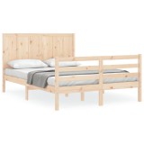 Cadru de pat cu tablie, king size, lemn masiv