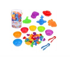 Joc de sortare culori, asociere și numarare mijloace de transport, cu 36 figurine, 9,5x9,5x16,5cm, +3 ani