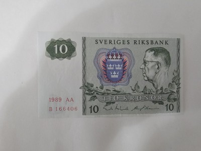 Suedia 10 Kronor 1989 Noua foto