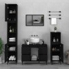 VidaXL Set mobilier de baie, 3 piese, negru, lemn compozit