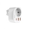 Incarcator Retea DEVIA WW09-F-PD, 20W, 3A, 2 x USB-A - 1 x USB-C - 1 x Schuko, Alb