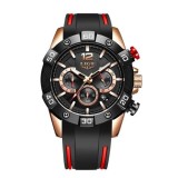 Ceas barbati Lige Elegant Quartz Analog Silicon Cronometru Data Cronograf