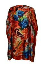 Rochie tip poncho T dama , Dacali, portocaliu/albastru, one size