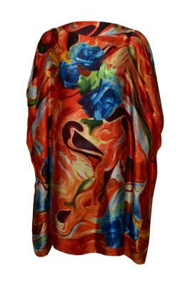 Rochie tip poncho T dama , Dacali, portocaliu/albastru, one size foto