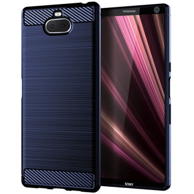 Husa SONY Xperia 10 - Luxury Carbon TSS, Bleumarin foto