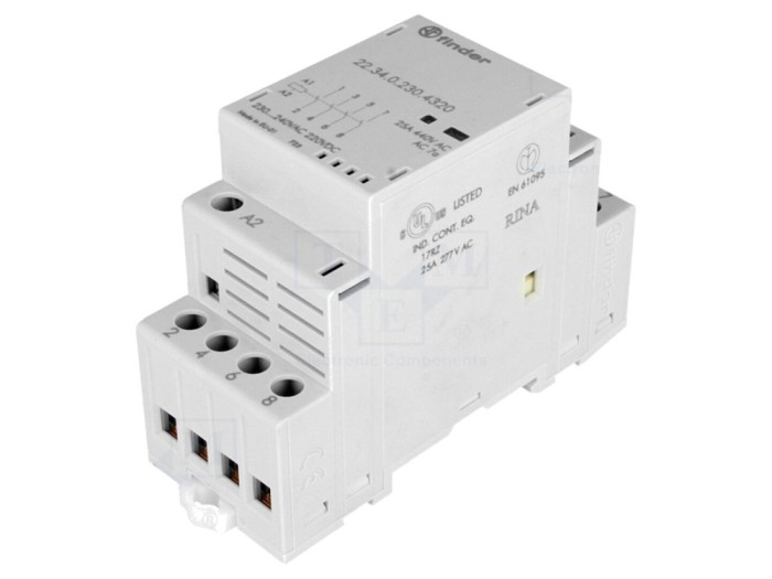 Contactor 4P 25A, 230V AC/DC