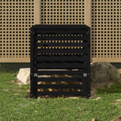 Compostor, negru, 82,5x82,5x99,5 cm, lemn masiv de pin GartenMobel Dekor foto