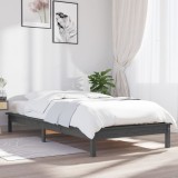Cadru de pat Single, gri, 90x190 cm, lemn masiv de pin