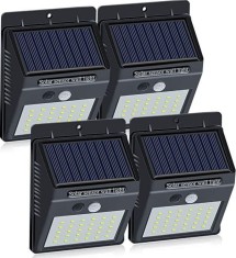 Set 4 lampi solare de perete cu senzor de miscare si lumina cu 30 leduri
