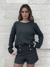 Pulover negru tricotat A-9020 M9