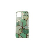 Husa protectie pentru apple iphone 11 pro soft imd tpu marble geometric verde, Flippy
