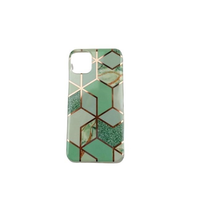 Husa protectie pentru apple iphone 11 pro max soft imd tpu marble geometric verde