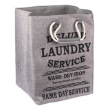 Cos pentru rufe pliabil cu manere din piele ecologica, 35 x 35 x 46 cm, 50L