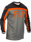 Tricou cross/enduro Fly Racing F-16, negru/gri/portocaliu, marime 2XL