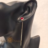 Cercei Regina Inimilor , Cristal rosu 6 cm placati aur 18K Brazilia