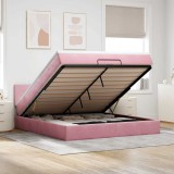 VidaXL Cadru de pat otoman cu saltea roz 160x200cm catifea 3311716