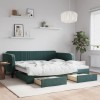 VidaXL Pat de zi cu extensie și sertare verde &icirc;nchis 100x200cm catifea 3197120