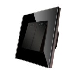 Intrerupator dublu Luxion LXD-MP004GF-B, incastrat, rama din sticla inclusa, negru