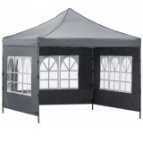 Cort pavilion de gradina 3x3 m, impermeabil, cu 3 pereti laterali, gri