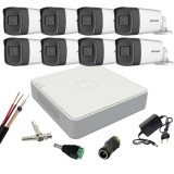 Kit supraveghere Hikvision cu 8 camere, 2 Megapixeli, Infrarosu 80m, Lentila 3.6mm, DVR cu 8 canale, Accesorii SafetyGuard Surveillance