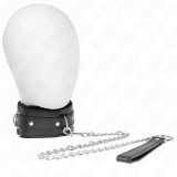 KINK - COLLAR WITH LEASH 65 CM WITH RESTRICTIONS BLACK 36-42 CM X 5.5 CM, KINK COLLAR &amp; GAG