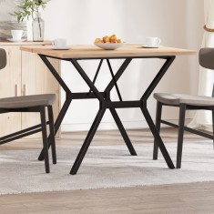 vidaXL Masă bucătărie, cadru Y, 90x90x75,5 cm lemn masiv pin și Oţel