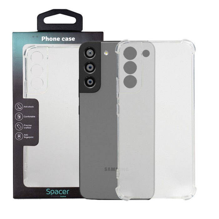 Husa Samsung Galaxy S22 Plus Spacer, transparenta, grosime 1.5mm, protectie suplimentara antisoc la colturi, material flexibil TPU &quot;SPPC-SM-GX-S22P-CL