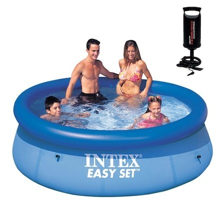 Piscină gonflabilă pentru familie Intex Easy, 244 x 61 cm, pompă cadou Intex DoubleDuck