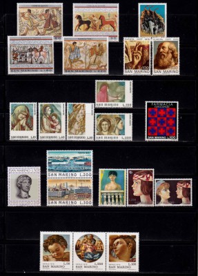 ✅(S14) San Marino 1975 an intreg , Mi. 1083-1104 , 9 serii , cota 10 &amp;euro; , MNH foto