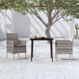 VidaXL Set mobilier de grădină, cu perne, 3 piese, gri și negru