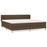 Cumpara ieftin Pat box spring cu saltea, maro inchis, 200x200 cm, textil