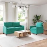 vidaXL Set de canapea 2 pcs Turcoaz Catifea 3417076