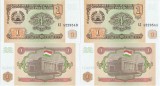 2 x 1994 , 1 ruble ( P-1a ) - Tadjikistan - stare UNC