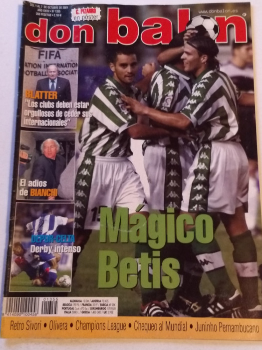 Revista fotbal - &quot;DON BALON&quot; (01.10.-07.10.2001) poster jucatorul PIZARRO