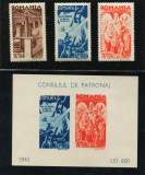 1943 , Lp 154 I , Lp 154 II , Consiliul de Patronaj , serie si colita - MNH