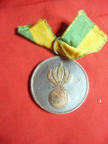 Medalia Scolii de Grenadieri Isone - Elvetia ,cu panglica ,d= 4cm ,metal