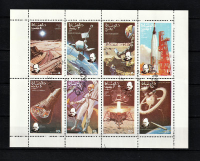 Oman, 1974 | Cuceriri ale Spaţiului Cosmic - Cosmos | Minisheet - Bloc | aph foto