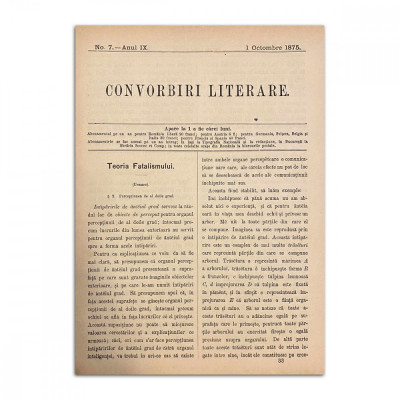 Convorbiri Literare, anul IX, nr. 7, 1 octombrie 1875, cu &amp;bdquo;Soacra cu trei nurori&amp;rdquo; de Ion Creangă foto
