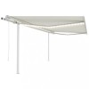 VidaXL Copertină automată cu senzor v&acirc;nt &amp; LED, crem, 4,5x3 m
