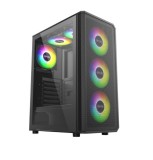 Carcasa pro gaming ghost mid tower argb negru tempered glass ventilatoare suportate: 6 ventilatoare incluse: