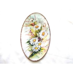 Tablou pe lemn cu margarete si clopotei mov 40396
