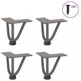 VidaXL Picioare tip agrafă pentru măsuță de cafea, 4 buc., oțel natural, 10 cm, oțel masiv