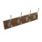 Cuier din lemn cu 4 carlige de perete, 35 x 7 x 1.2 cm, Maro