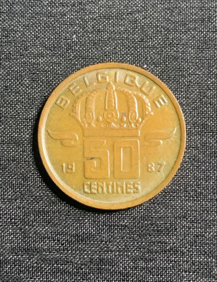 Moneda 50 centimes 1987 Belgia foto