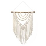 Macrame de Perete Ecru din Bumbac cu Franjuri - Decorare Boho, CMCLASS