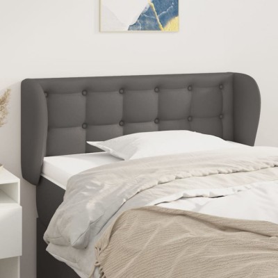 vidaXL Tăblie de pat cu aripioare gri 93x23x78/88 cm piele ecologică 3117226 foto